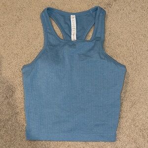 lululemon athletica Ebb to Street Ribbed Crop Tank Top Size 6 Utility Blue